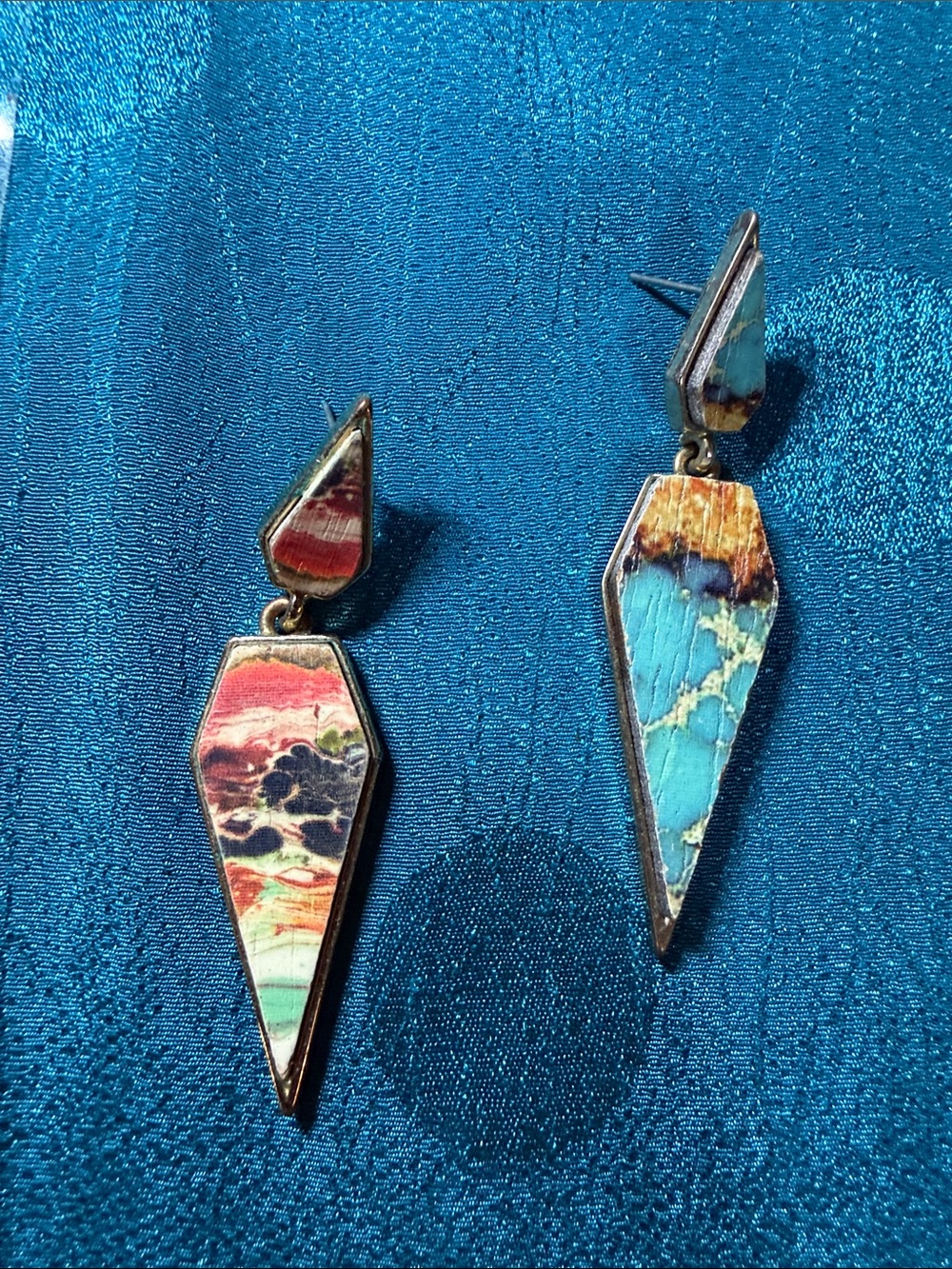 Multicolor Stone Geometric Drop Earrings - Women Jewelry